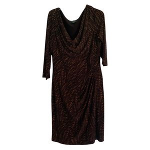 Ralph Lauren, brown and black print dress, size 16